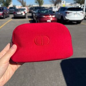 Dior Red Fabric Makeup Bag – Elegant & Stylish